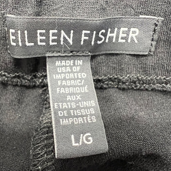 Eileen Fisher Pant L Black Viscose Blend Pull On Tapered Leg Lightweight Relaxed - Picture 5 of 6